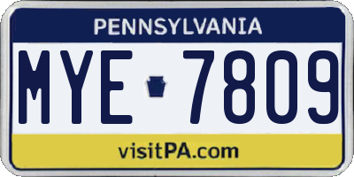 PA license plate MYE7809