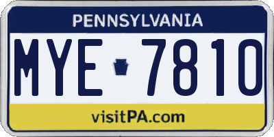 PA license plate MYE7810