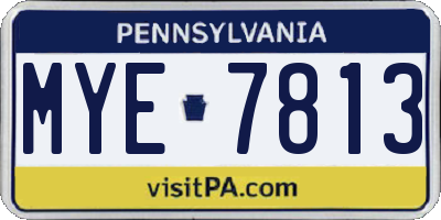 PA license plate MYE7813