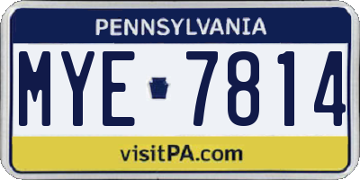PA license plate MYE7814