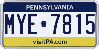 PA license plate MYE7815