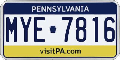 PA license plate MYE7816