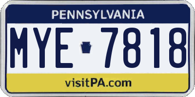PA license plate MYE7818
