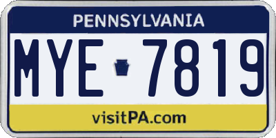 PA license plate MYE7819