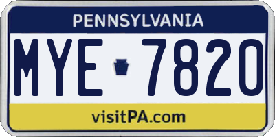 PA license plate MYE7820