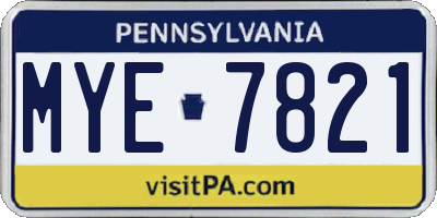 PA license plate MYE7821