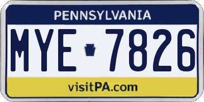 PA license plate MYE7826