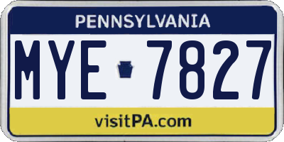 PA license plate MYE7827