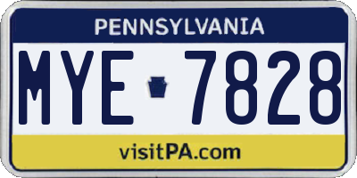 PA license plate MYE7828