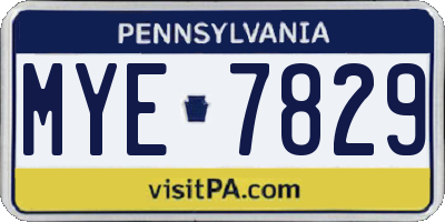 PA license plate MYE7829