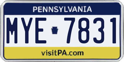 PA license plate MYE7831