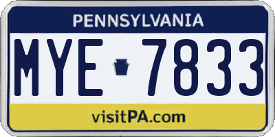 PA license plate MYE7833
