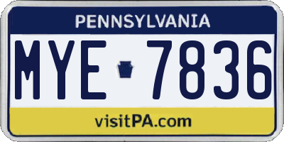 PA license plate MYE7836