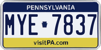 PA license plate MYE7837