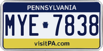PA license plate MYE7838
