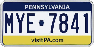 PA license plate MYE7841