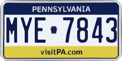 PA license plate MYE7843