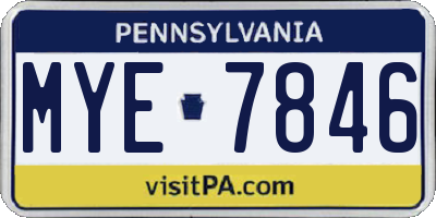 PA license plate MYE7846