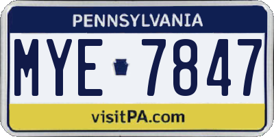 PA license plate MYE7847