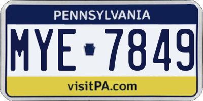 PA license plate MYE7849