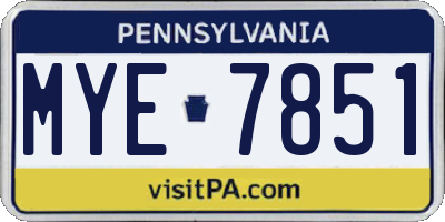 PA license plate MYE7851