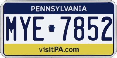 PA license plate MYE7852