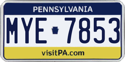 PA license plate MYE7853