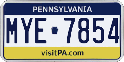PA license plate MYE7854