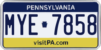 PA license plate MYE7858