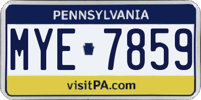 PA license plate MYE7859