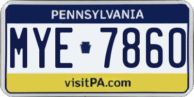 PA license plate MYE7860