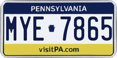 PA license plate MYE7865