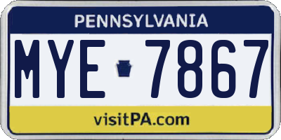 PA license plate MYE7867