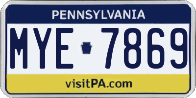 PA license plate MYE7869