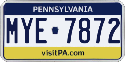 PA license plate MYE7872
