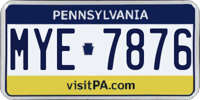 PA license plate MYE7876