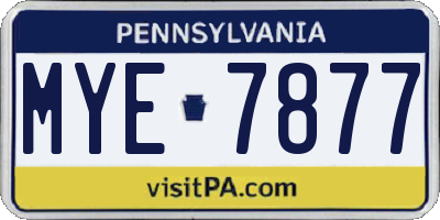 PA license plate MYE7877