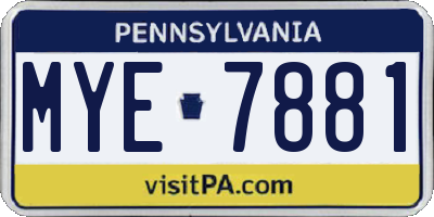 PA license plate MYE7881
