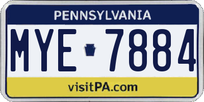 PA license plate MYE7884
