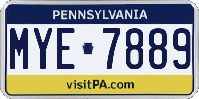 PA license plate MYE7889