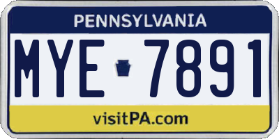 PA license plate MYE7891