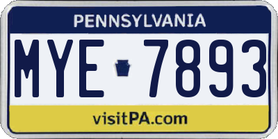 PA license plate MYE7893
