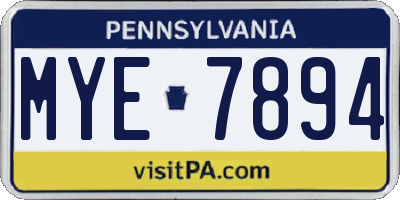 PA license plate MYE7894