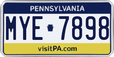 PA license plate MYE7898