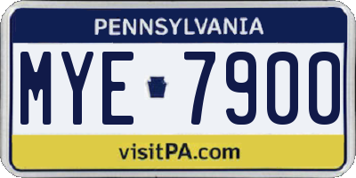 PA license plate MYE7900