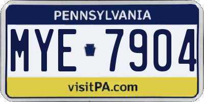 PA license plate MYE7904