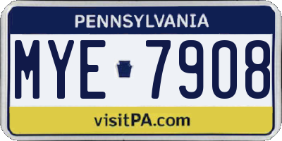 PA license plate MYE7908
