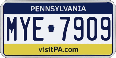PA license plate MYE7909