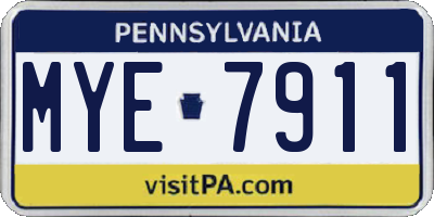 PA license plate MYE7911