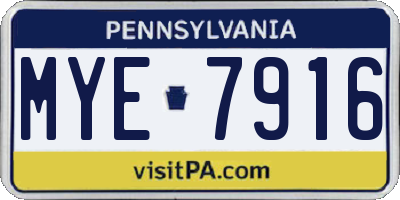 PA license plate MYE7916